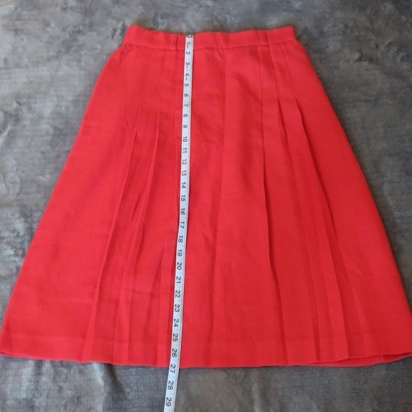 60s Skirt, Red Midi Vintage High Waist Pinup - Picture 7 of 10